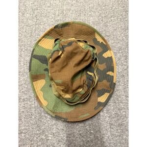 Vintage 1984 US Military Woodland Camo Boonie Jungle Hat Type II Size 7 USA Made